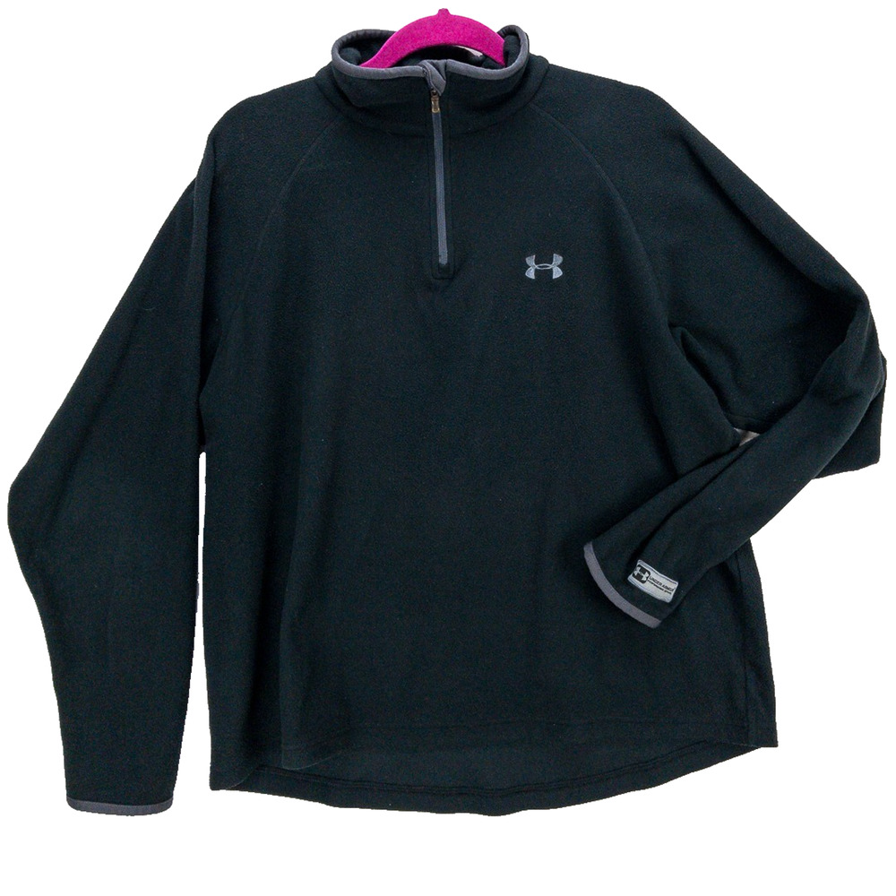 Under Armour Performance Fleece 1/4 Zip Pullover Men’s Large Black Gray Trim